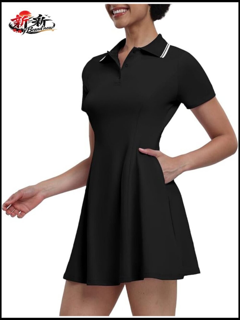 Active Tennis Dress with Shorts, Short Sleeve, Stretch Fabric, Moisture Wicking